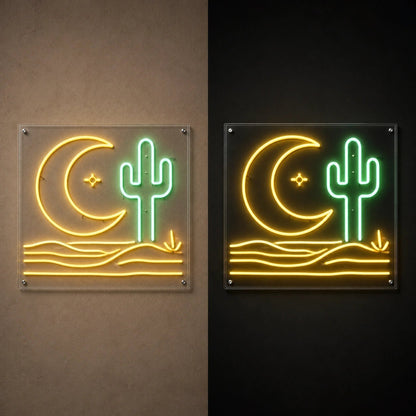 Cactus Moon Western Vintage LED Neon Sign - Shineneon