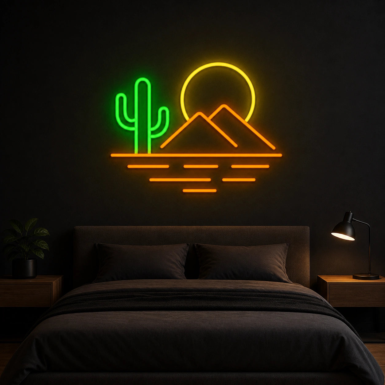 Cactus Mountain Bedroom Vintage LED Neon Sign size image