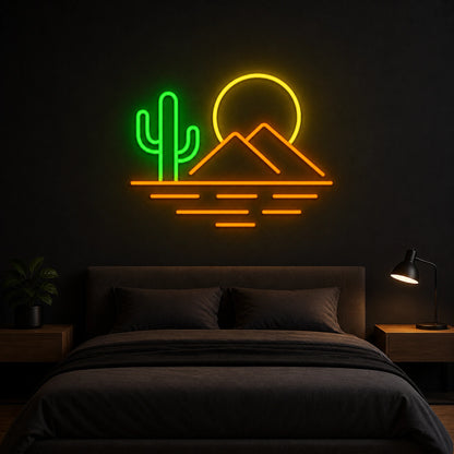 Cactus Mountain Bedroom Vintage LED Neon Sign size image