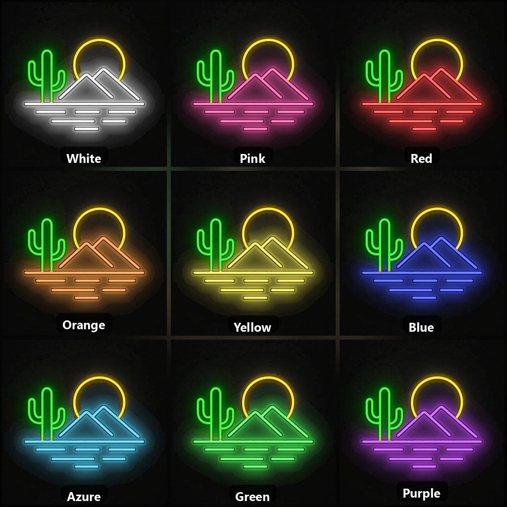 Cactus Mountain Bedroom Vintage LED Neon Sign color grid