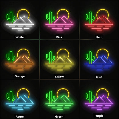 Cactus Mountain Bedroom Vintage LED Neon Sign color grid