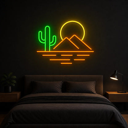 Cactus Mountain Bedroom Vintage LED Neon Sign - Shineneon