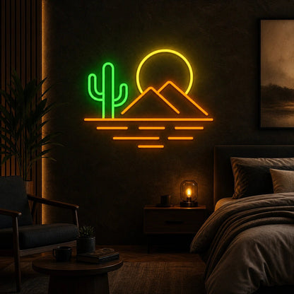 Cactus Mountain Bedroom Vintage LED Neon Sign - Shineneon