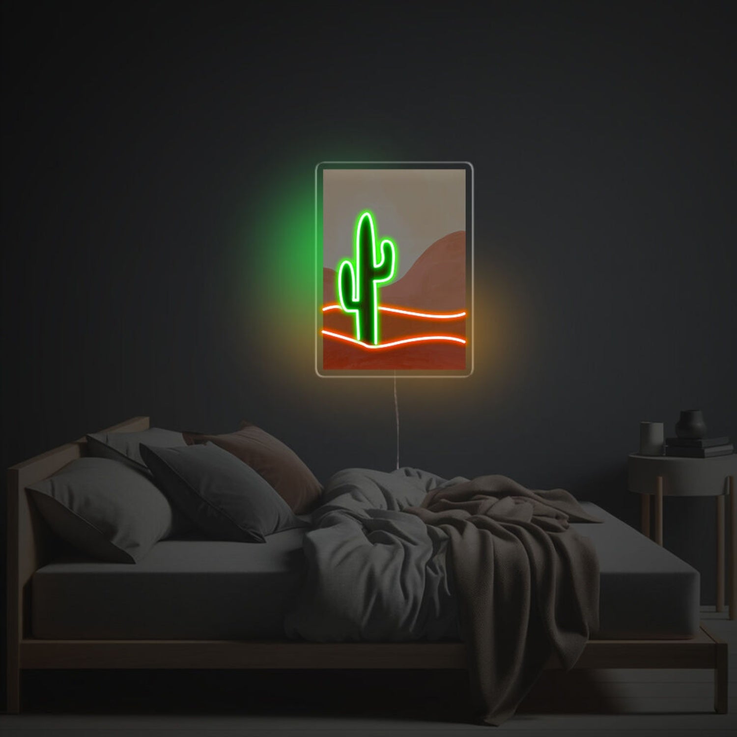 Cactus On The Desert Sence Led Neon Acrylic Artwork | Shineneon