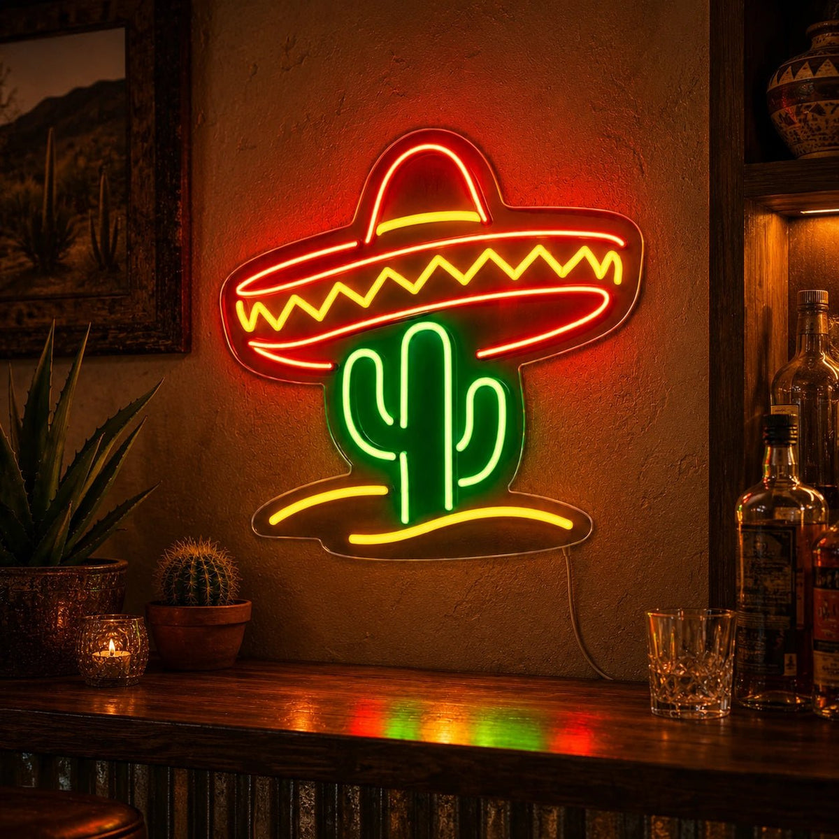Cactus Sombrero LED Neon Sign - Shineneon