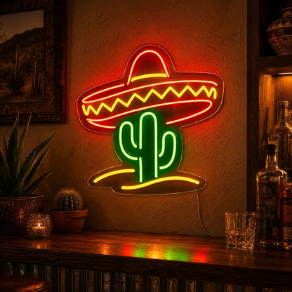 Cactus Sombrero LED Neon Sign - Shineneon