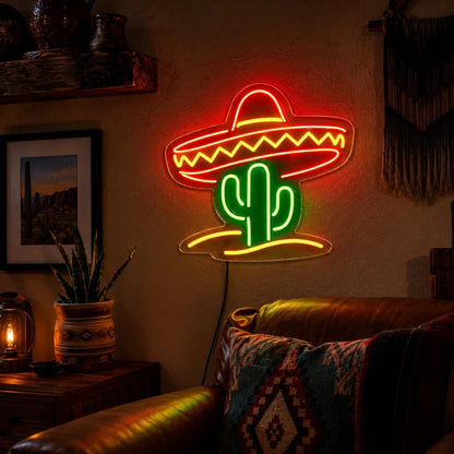 Cactus Sombrero LED Neon Sign - Shineneon