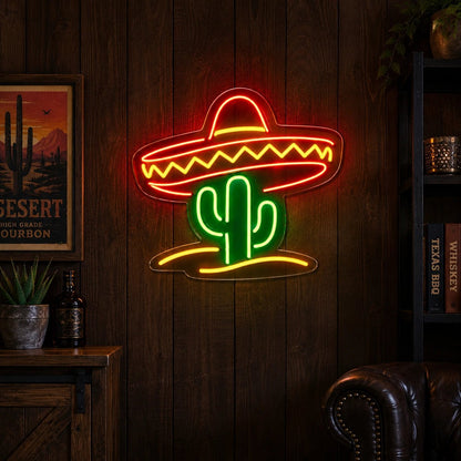 Cactus Sombrero LED Neon Sign - Shineneon