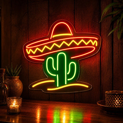 Cactus Sombrero LED Neon Sign - Shineneon