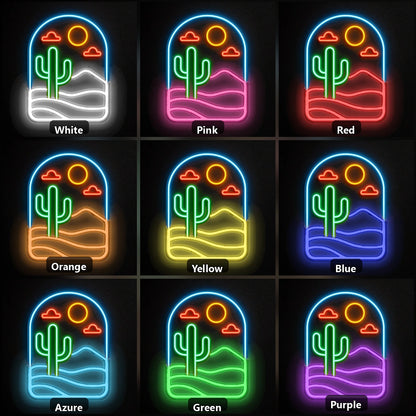 Cactus Sun Saloon Vintage LED Neon Sign color grid