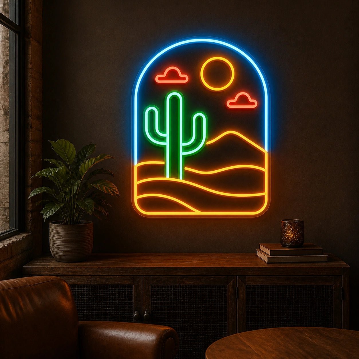 Cactus Sun Saloon Vintage LED Neon Sign - Shineneon