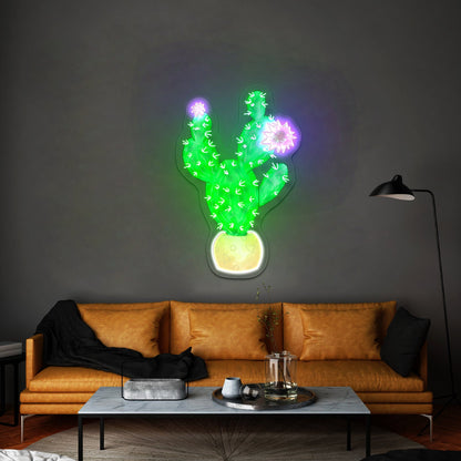 Cactus With Pink Flower Neon Signs - Shineneon