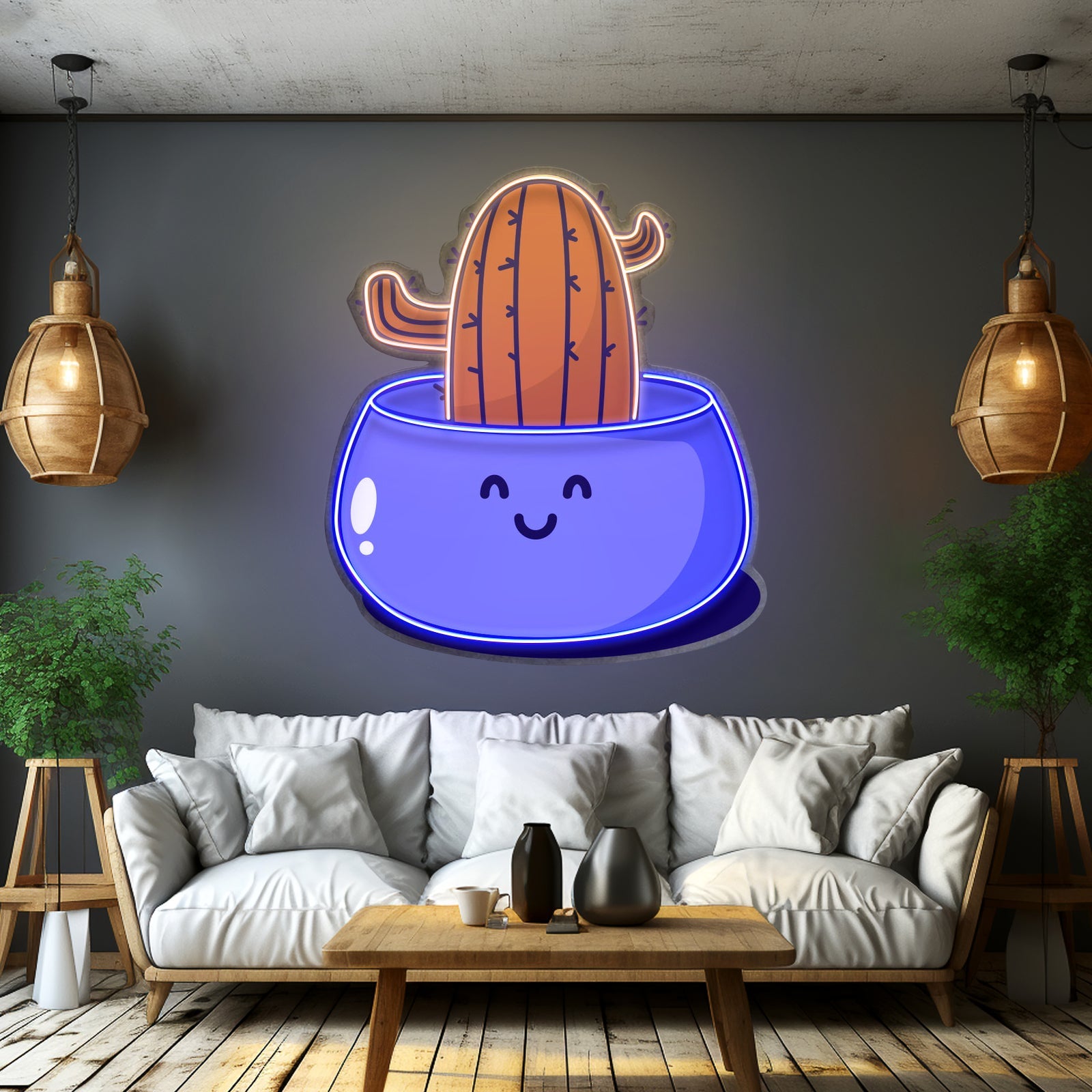 Cactus With Pink Flower Neon Signs - Shineneon