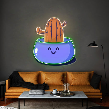 Cactus With Pink Flower Neon Signs - Shineneon