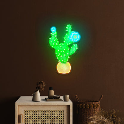 Cactus With Pink Flower Neon Signs - Shineneon