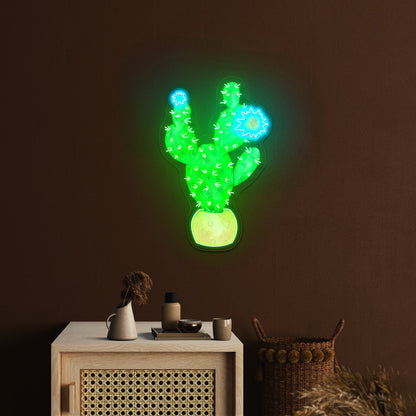 Cactus With Pink Flower Neon Signs - Shineneon