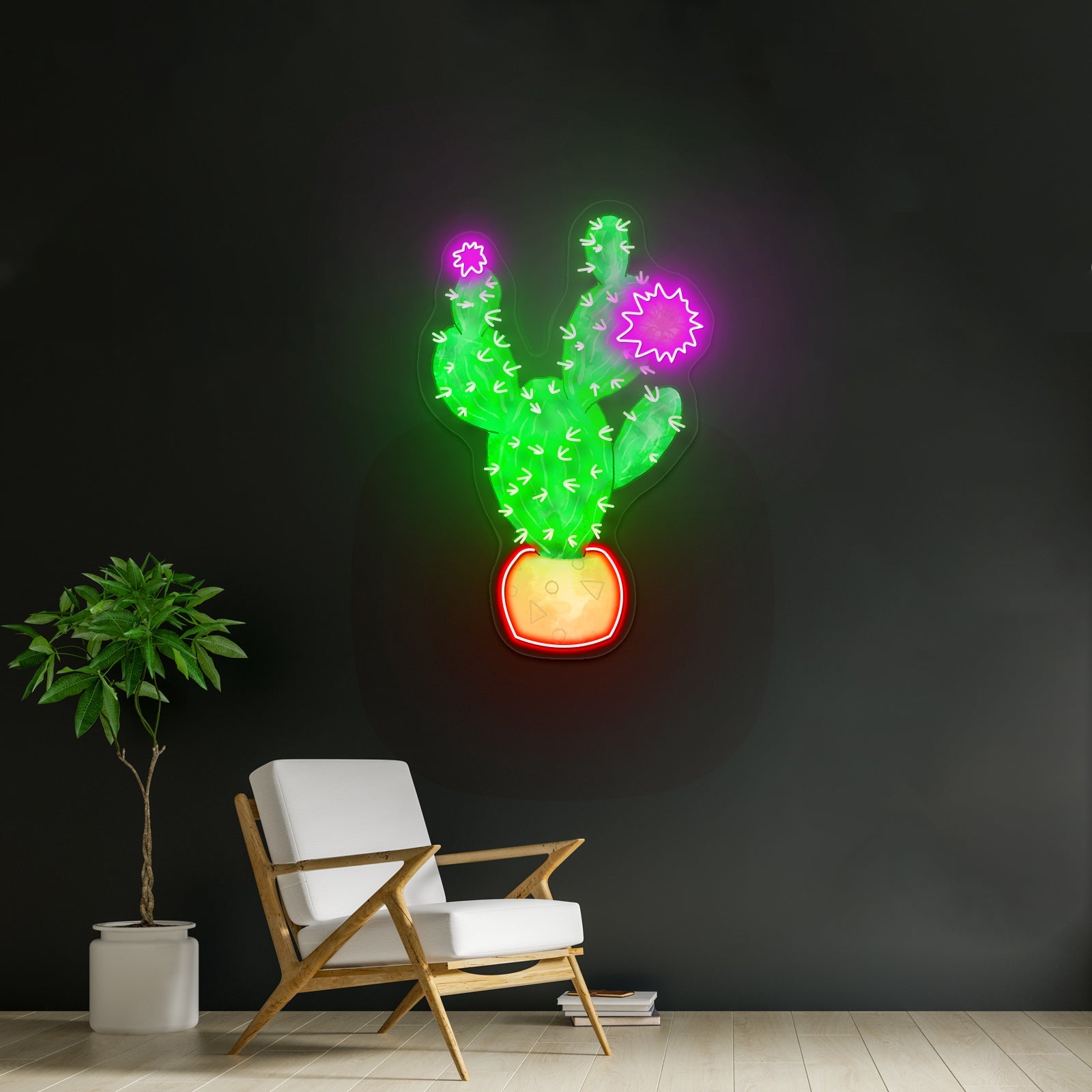 Cactus With Pink Flower Neon Signs - Shineneon