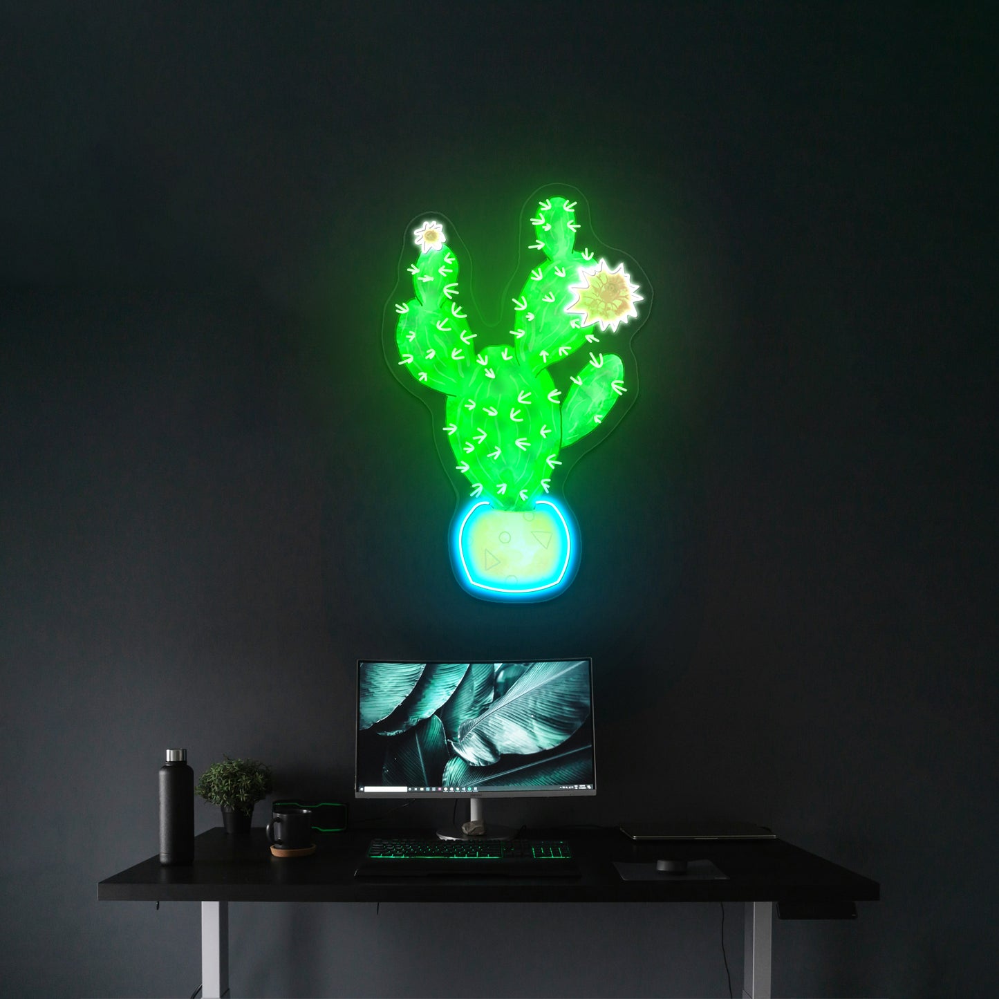 Cactus With Pink Flower Neon Signs