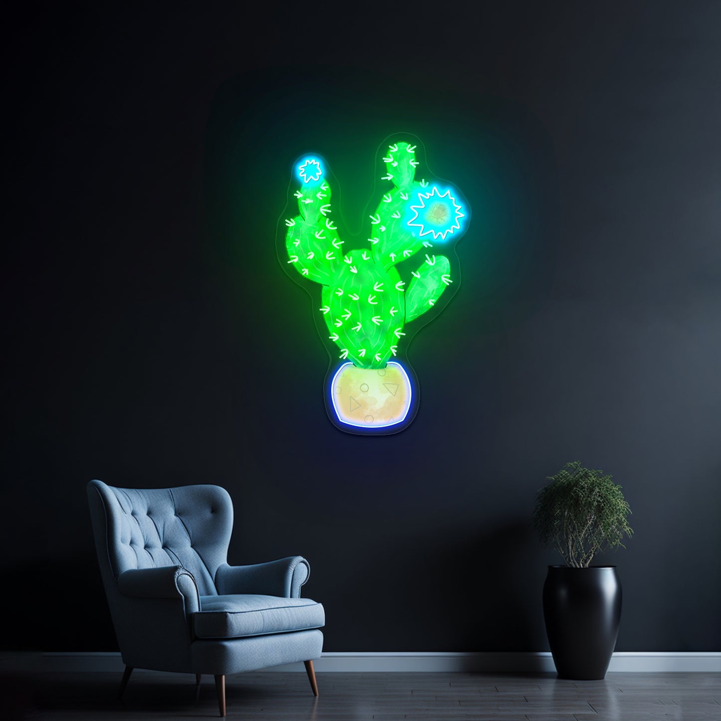 Cactus With Pink Flower Neon Signs