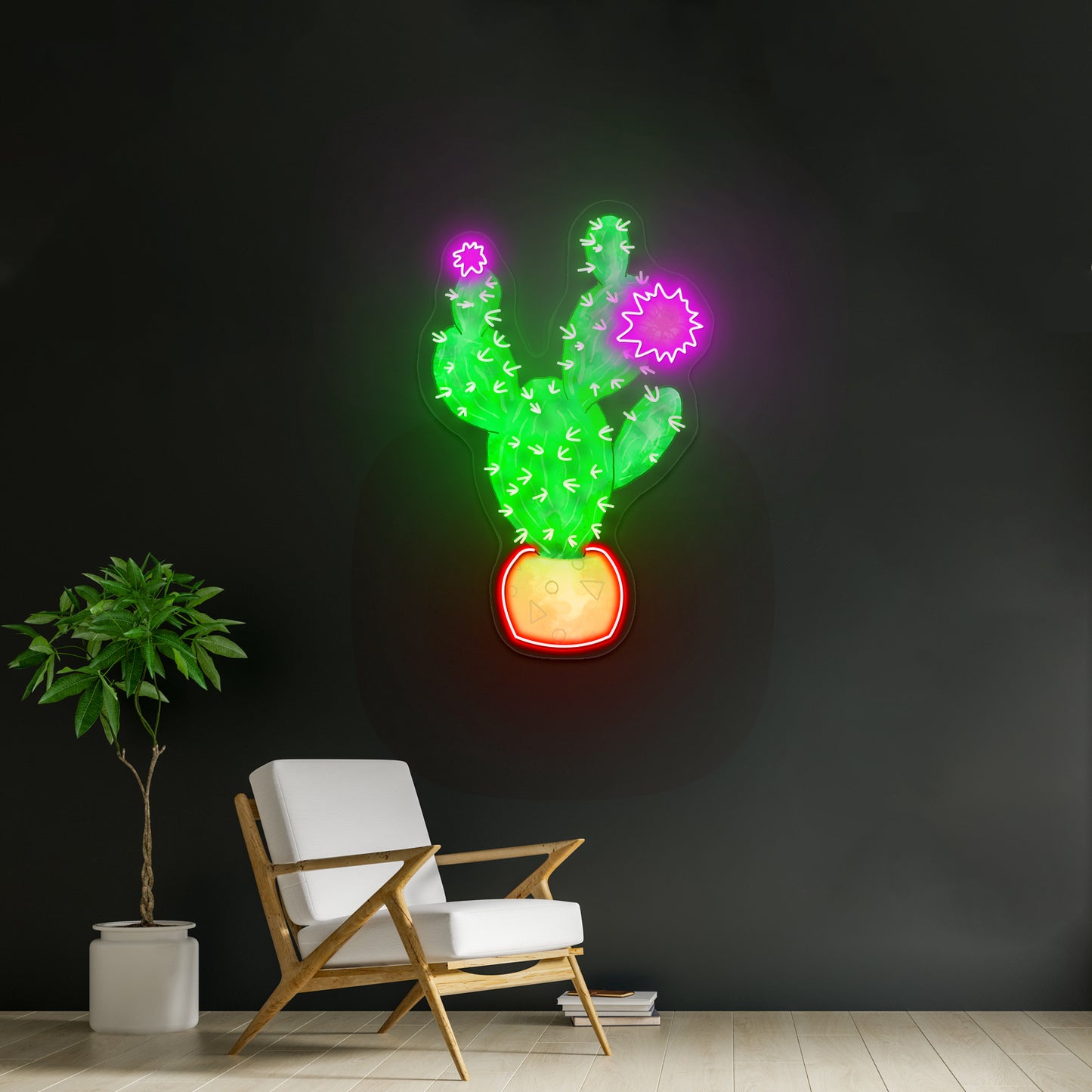 Cactus With Pink Flower Neon Signs