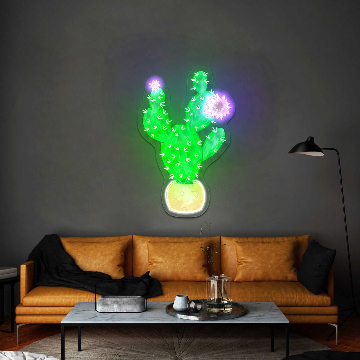 Cactus With Pink Flower Neon Signs