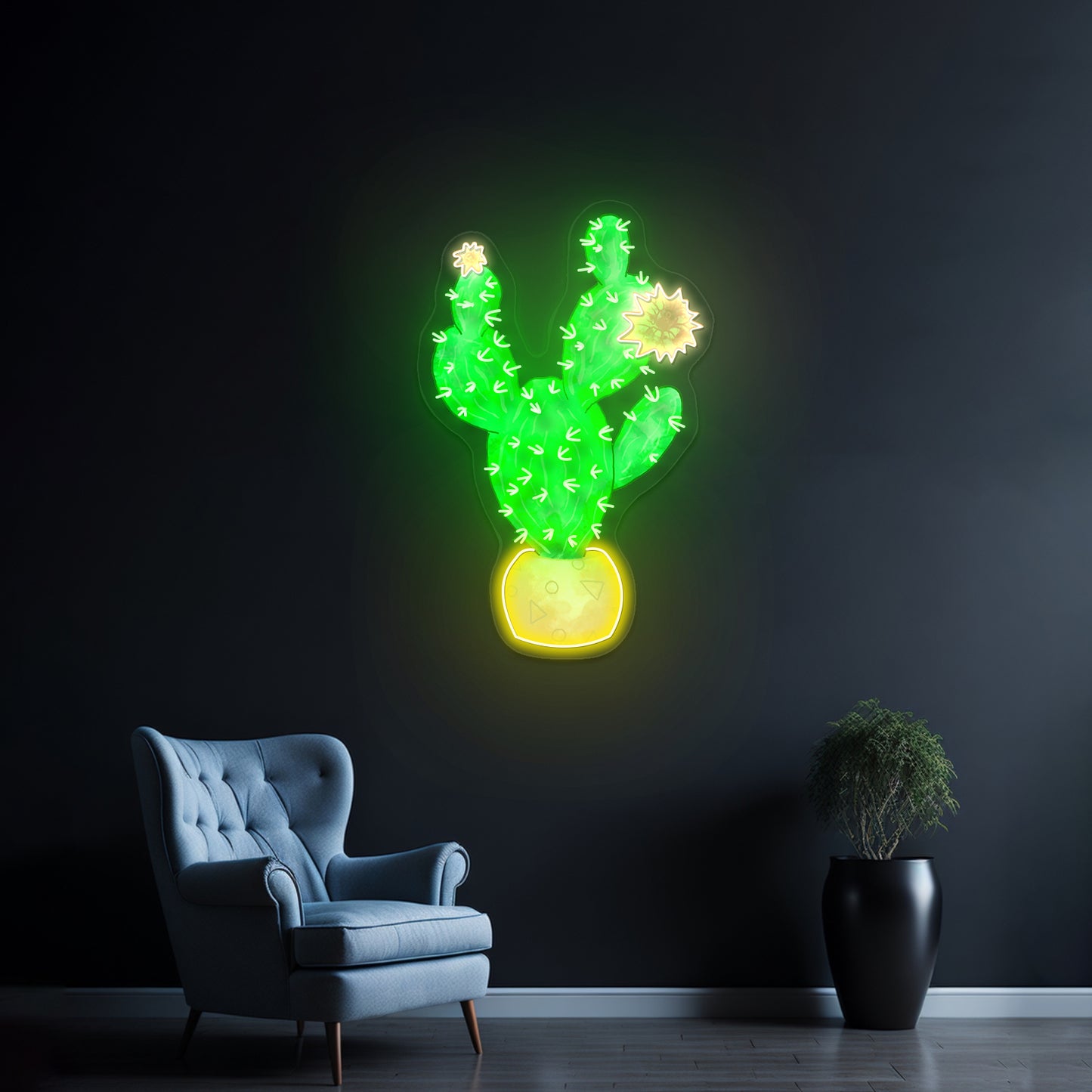 Cactus With Pink Flower Neon Signs