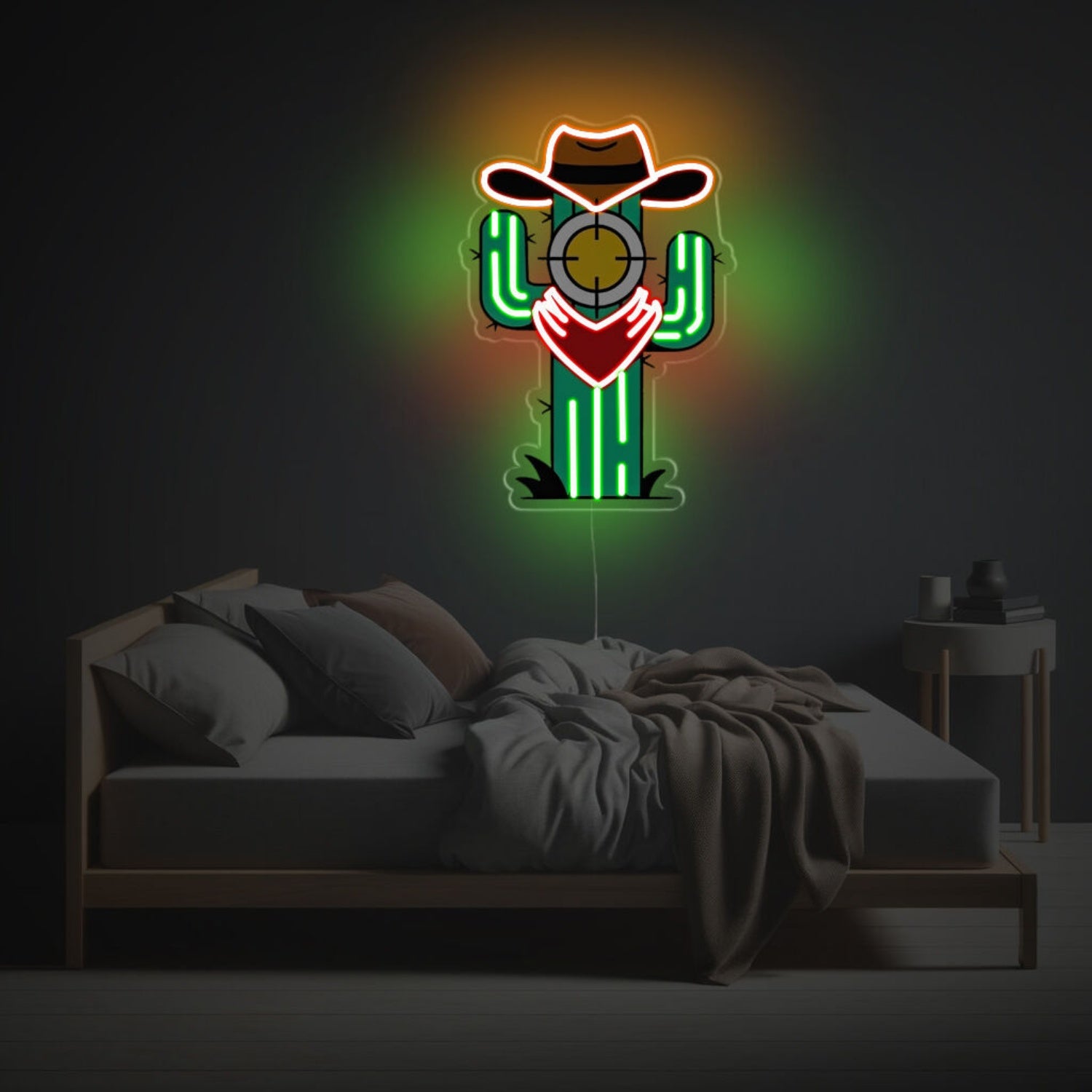 Cactus With Target Led Neon Acrylic Artwork | Shineneon