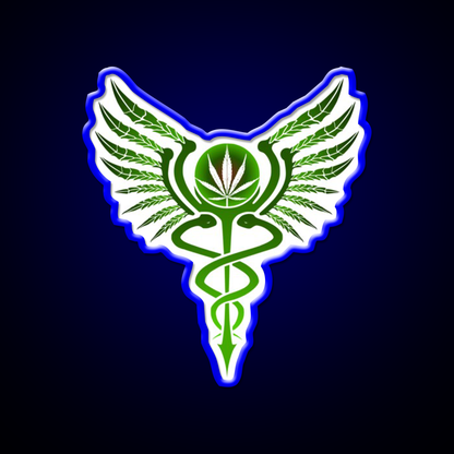 Caduceus Medicine Symbol Of Hermes Green Leaf Led Neon Sign Rgb Color - LED neon sign view 5