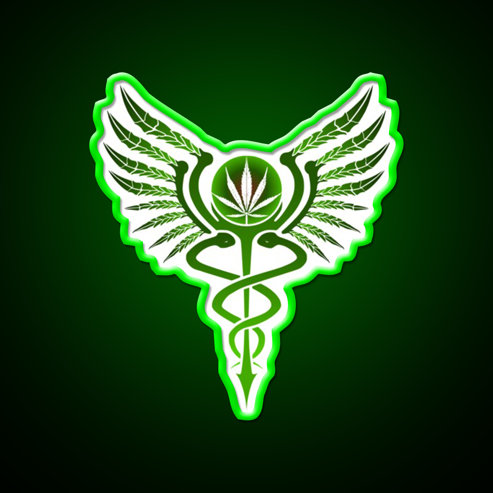 Caduceus Medicine Symbol Of Hermes Green Leaf Led Neon Sign Rgb Color - LED neon sign view 8