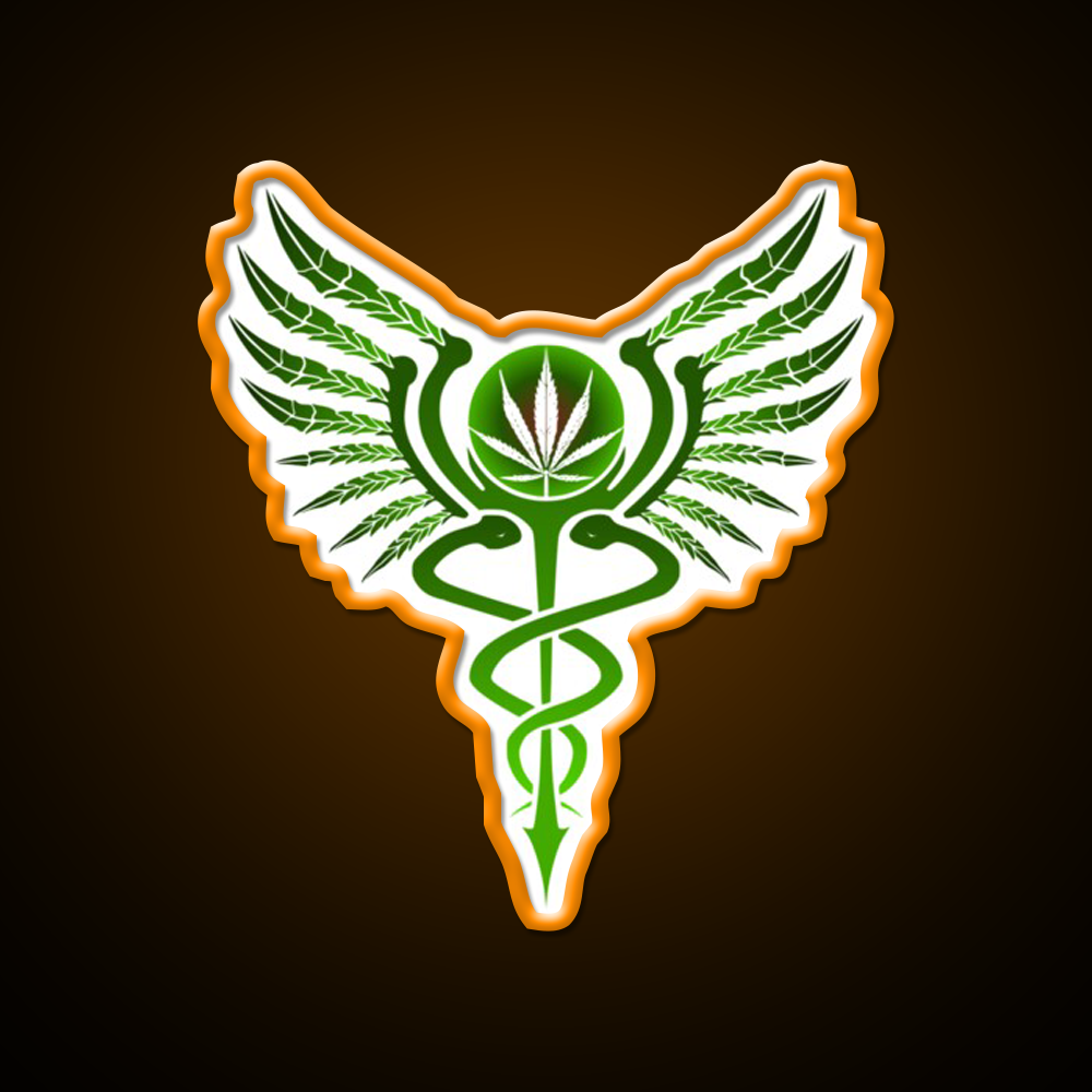 Caduceus Medicine Symbol Of Hermes Green Leaf Led Neon Sign Rgb Color - LED neon sign view 6