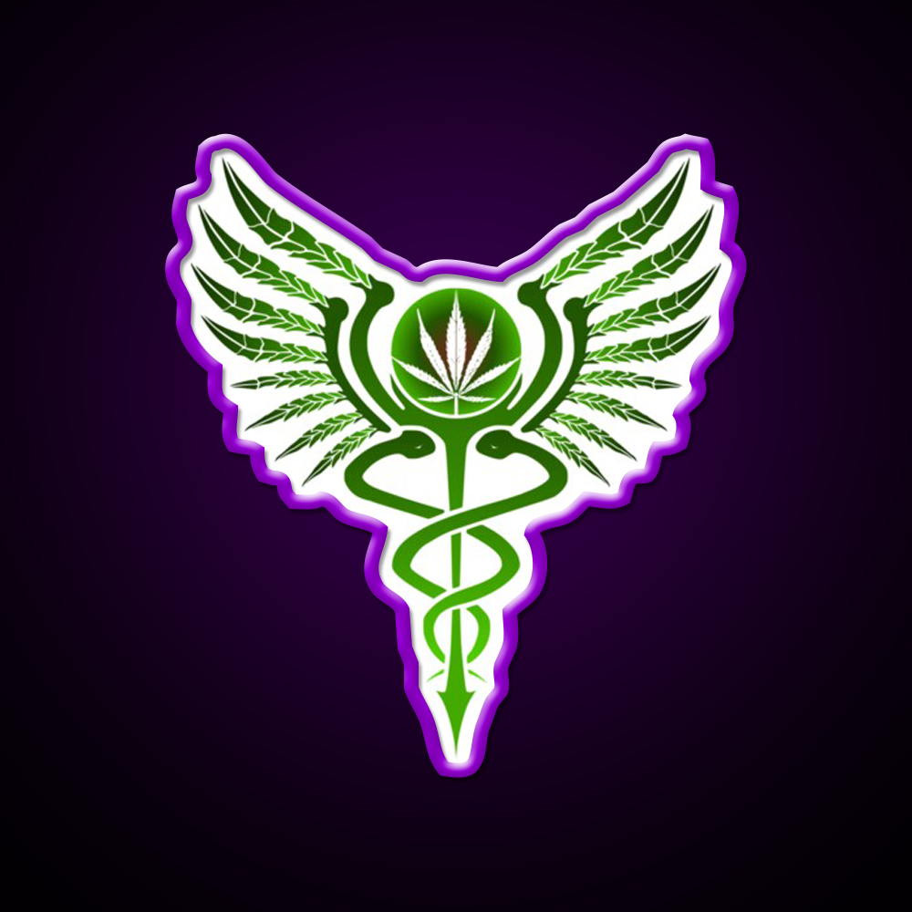 Caduceus Medicine Symbol Of Hermes Green Leaf Led Neon Sign Rgb Color - LED neon sign view 9