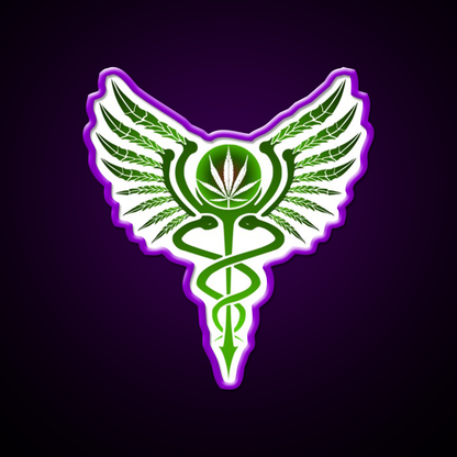 Caduceus Medicine Symbol Of Hermes Green Leaf Led Neon Sign Rgb Color - LED neon sign view 9