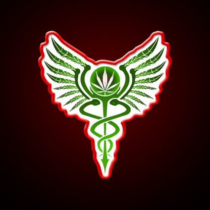 Caduceus Medicine Symbol Of Hermes Green Leaf Led Neon Sign Rgb Color - Shineneon
