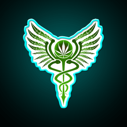 Caduceus Medicine Symbol Of Hermes Green Leaf Led Neon Sign Rgb Color - Shineneon