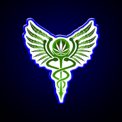 Caduceus Medicine Symbol Of Hermes Green Leaf Led Neon Sign Rgb Color - Shineneon