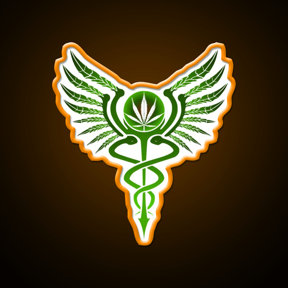 Caduceus Medicine Symbol Of Hermes Green Leaf Led Neon Sign Rgb Color - Shineneon