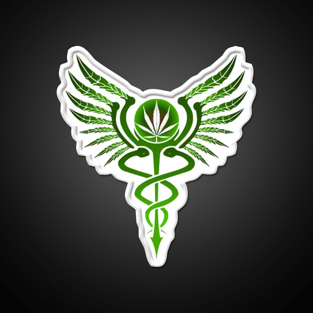 Caduceus Medicine Symbol Of Hermes Green Leaf Led Neon Sign Rgb Color - Shineneon