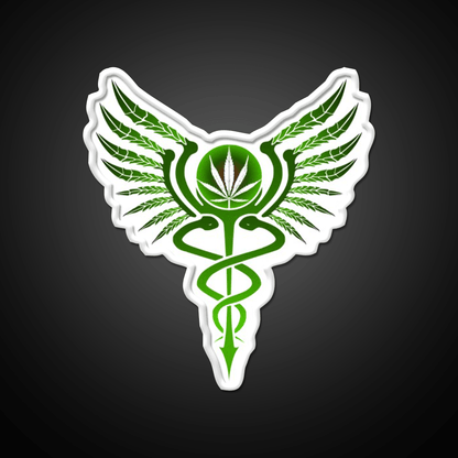 Caduceus Medicine Symbol Of Hermes Green Leaf Led Neon Sign Rgb Color - Shineneon