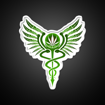 Caduceus Medicine Symbol Of Hermes Green Leaf Led Neon Sign Rgb Color - LED neon sign view 11