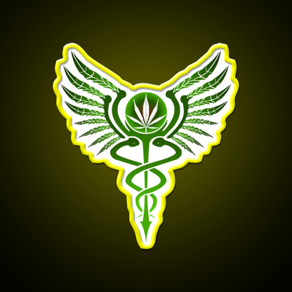 Caduceus Medicine Symbol Of Hermes Green Leaf Led Neon Sign Rgb Color - LED neon sign view 7