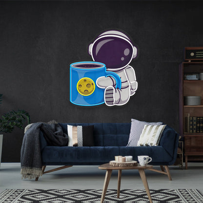 Cafe Cosmic Glow Of Coffee Astronaut Led Uv Led Neon Sign - Shineneon