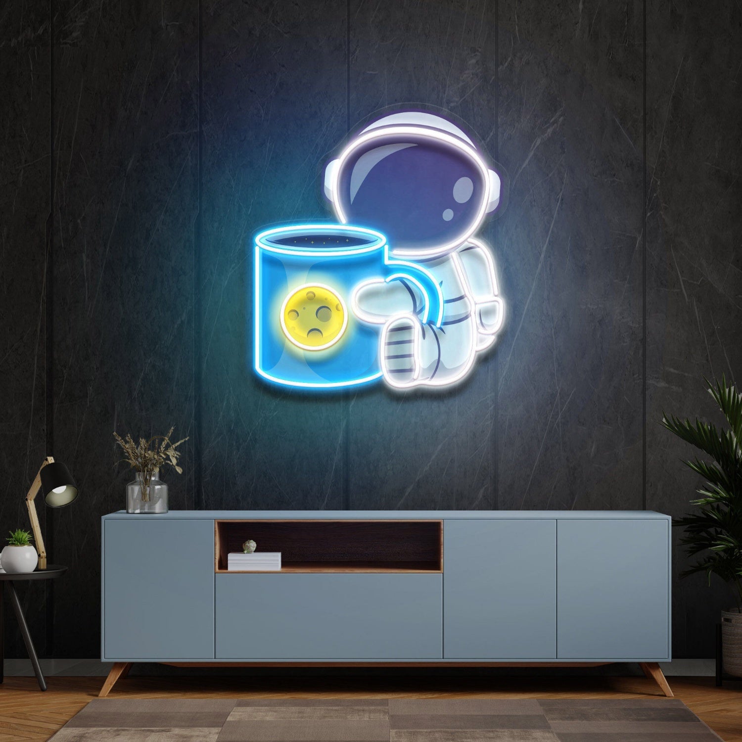 Cafe Cosmic Glow Of Coffee Astronaut Led Uv Led Neon Sign - Shineneon