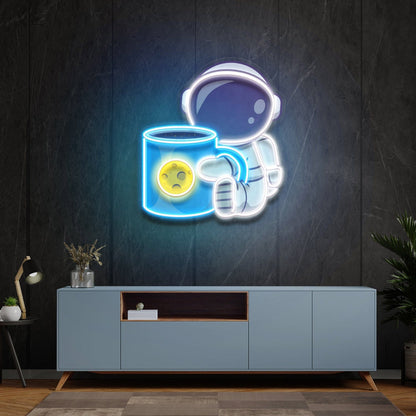 Cafe Cosmic Glow Of Coffee Astronaut Led Uv Led Neon Sign - Shineneon