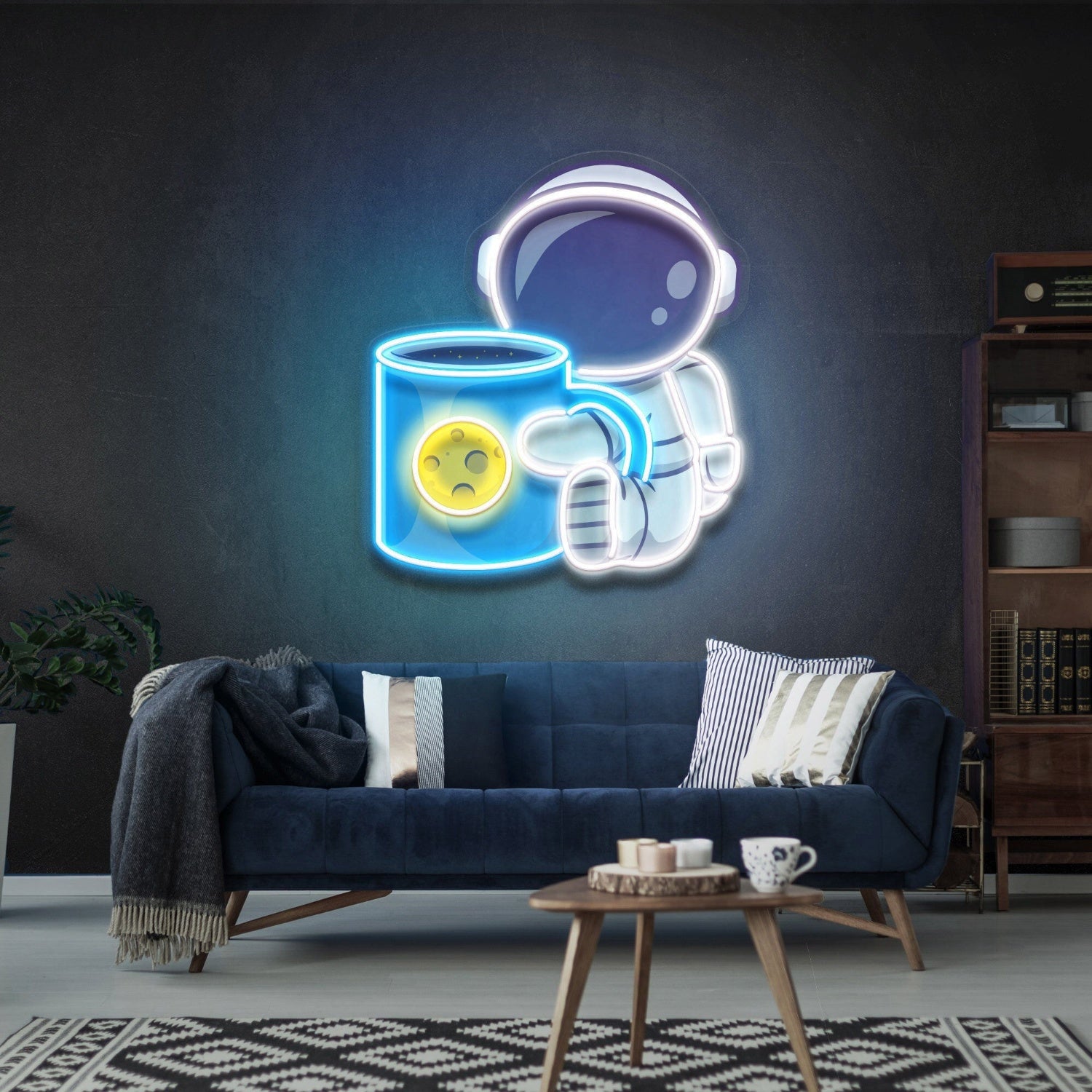 Cafe Cosmic Glow Of Coffee Astronaut Led Uv Led Neon Sign - Shineneon