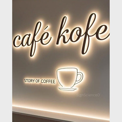 Cafe Kofe Story Of Coffee 3D Backlit Channel Letters Led Light Sign - Shineneon