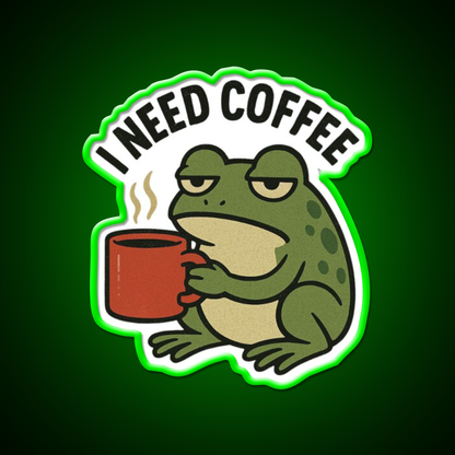 Caffeinated Frog Vibes Cafe Led Neon Sign Espresso Bar Art Rgb Color