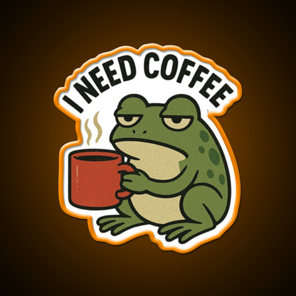 Caffeinated Frog Vibes Cafe Led Neon Sign Espresso Bar Art Rgb Color