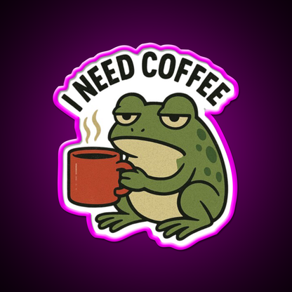 Caffeinated Frog Vibes Cafe Led Neon Sign Espresso Bar Art Rgb Color