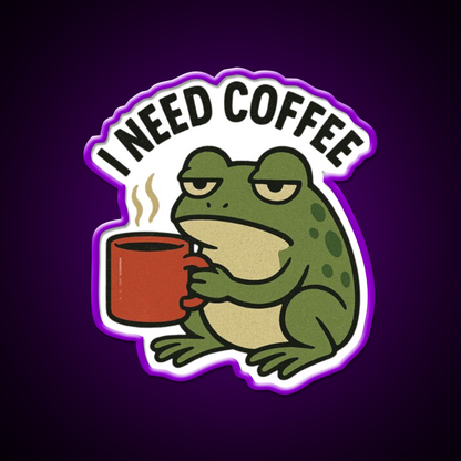 Caffeinated Frog Vibes Cafe Led Neon Sign Espresso Bar Art Rgb Color