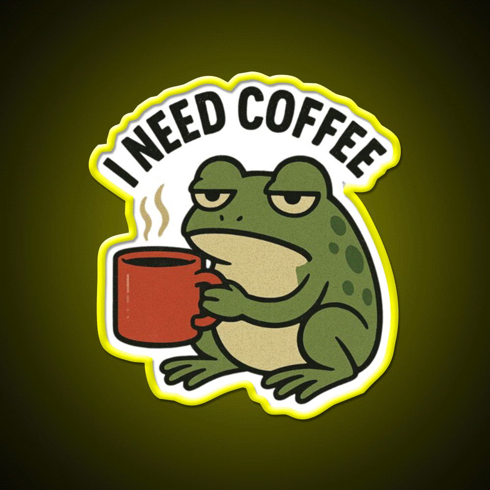 Caffeinated Frog Vibes Cafe Led Neon Sign Espresso Bar Art Rgb Color